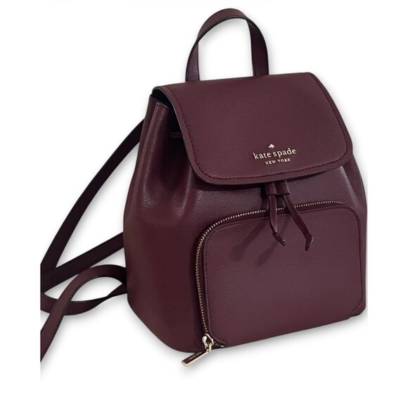 Kate Spade NY Darcy Flap Backpack Wine Red Pebbled Leather Blackberry Preserve main image 10